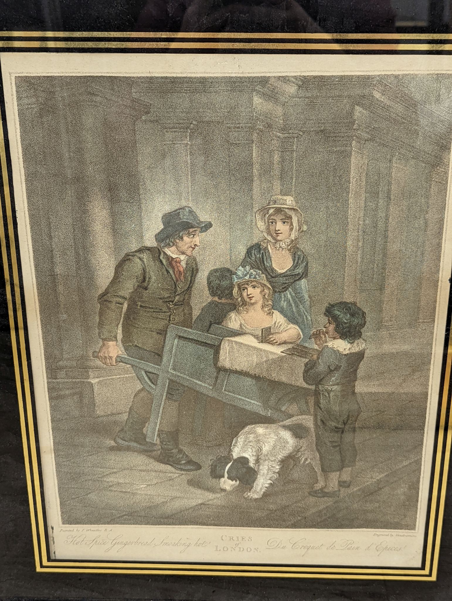 Howard Gaye (1849-1925), watercolour, Lewes Castle, signed and dated 1895, 19 x 26cm, and two eglomise glazed Cries of London